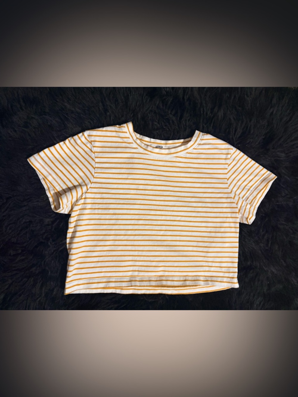 Cotton On Yellow and White Striped Short Sleeve Tee Baby Tee Size Small
